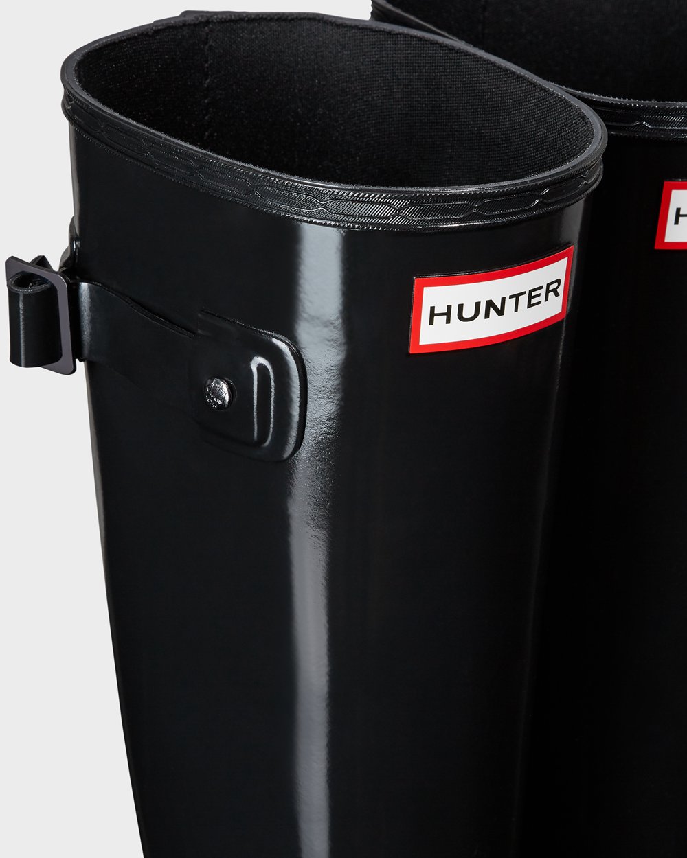 Women Hunter Refined Slim Fit Gloss | Tall Rain Boots Black | NZ-93541-NPBA